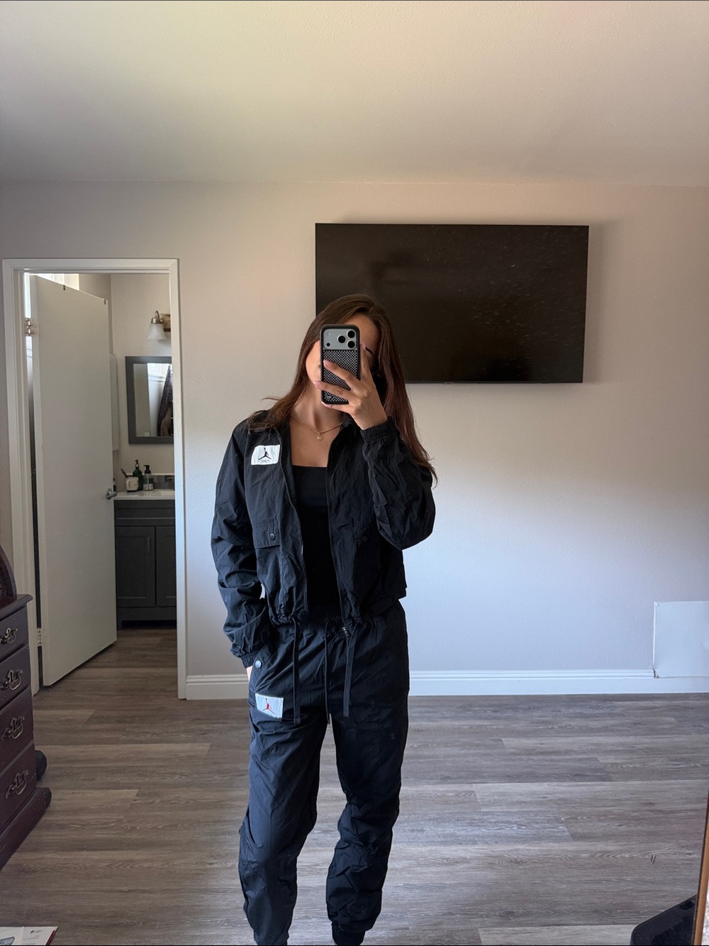 Black Women's Lightweight Jordan Air Track Jacket and Jogger Set